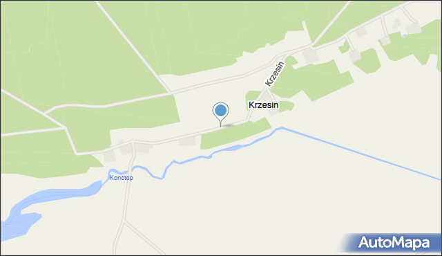 Krzesin gmina Cybinka, Krzesin, mapa Krzesin gmina Cybinka