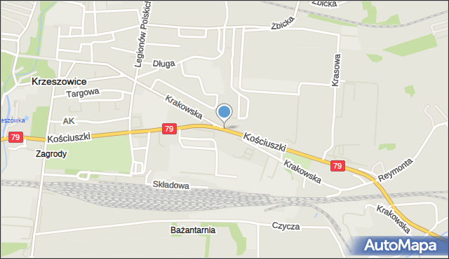 Krzeszowice, Krakowska, mapa Krzeszowice