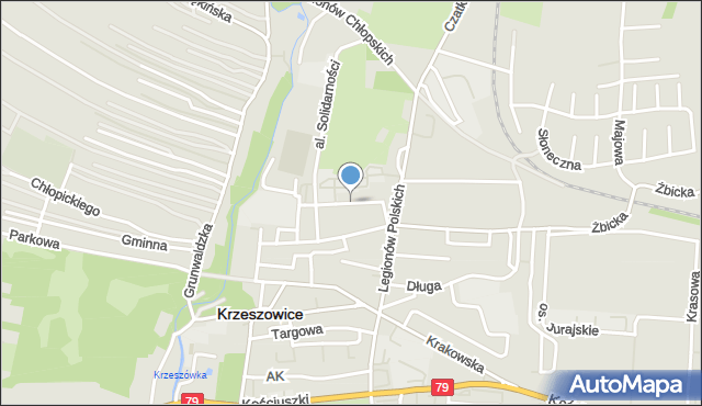 Krzeszowice, Krzywa, mapa Krzeszowice