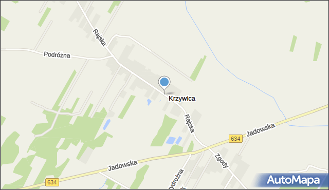 Krzywica gmina Klembów, Krzywica, mapa Krzywica gmina Klembów