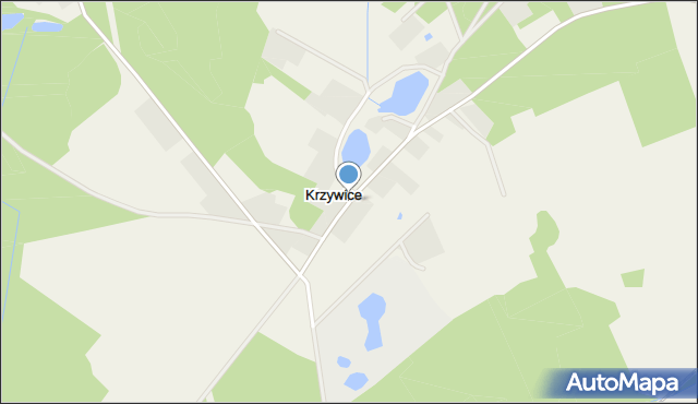 Krzywice gmina Osina, Krzywice, mapa Krzywice gmina Osina