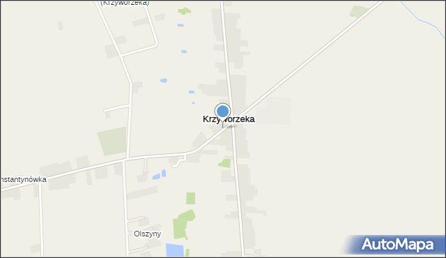 Krzyworzeka gmina Mokrsko, Krzyworzeka, mapa Krzyworzeka gmina Mokrsko