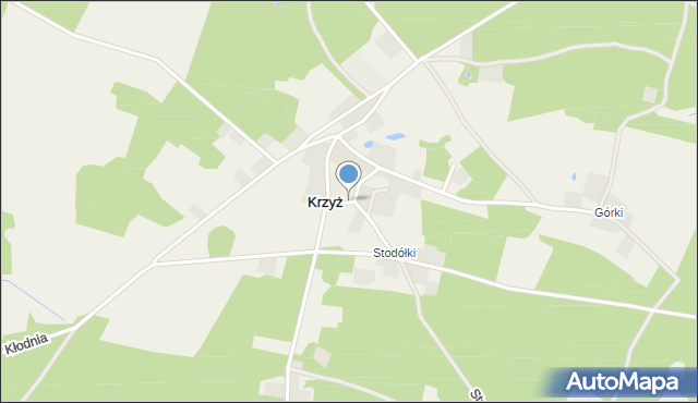 Krzyż gmina Czersk, Krzyż, mapa Krzyż gmina Czersk