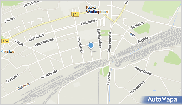 Krzyż Wielkopolski, Króla Jana III Sobieskiego, mapa Krzyż Wielkopolski