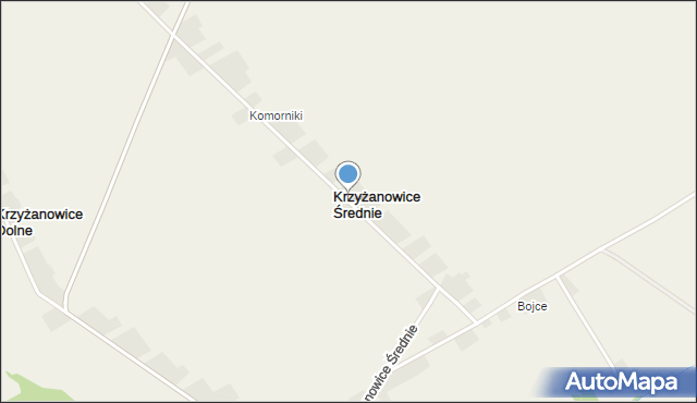 Krzyżanowice Średnie, Krzyżanowice Średnie, mapa Krzyżanowice Średnie