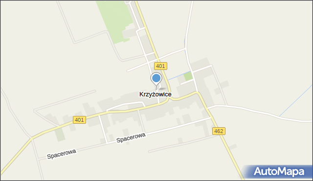 Krzyżowice gmina Olszanka, Krzyżowice, mapa Krzyżowice gmina Olszanka