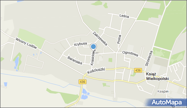 Książ Wielkopolski, Krasickiego Ignacego, bp., mapa Książ Wielkopolski