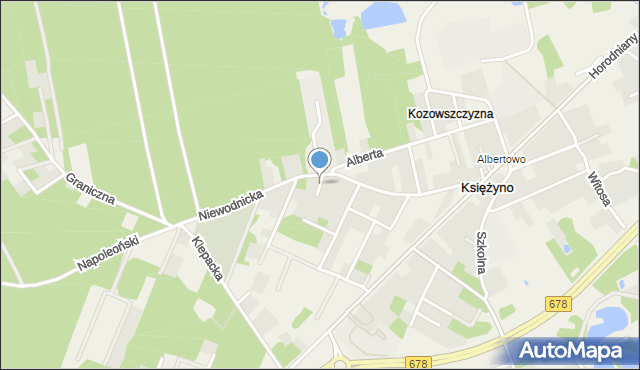 Księżyno, Krucza, mapa Księżyno