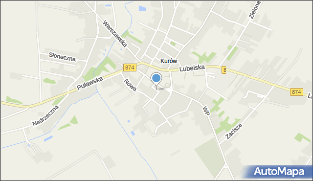 Kurów powiat puławski, Krzywa, mapa Kurów powiat puławski