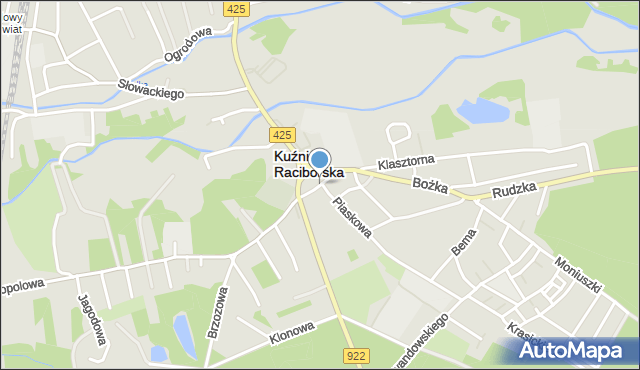 Kuźnia Raciborska, Krótka, mapa Kuźnia Raciborska