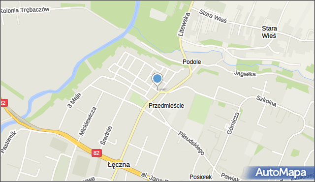 Łęczna, Krótka, mapa Łęczna