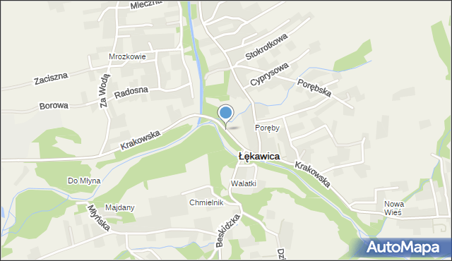 Łękawica powiat żywiecki, Krakowska, mapa Łękawica powiat żywiecki