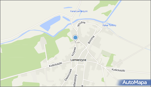 Lemierzyce, Krzywa, mapa Lemierzyce