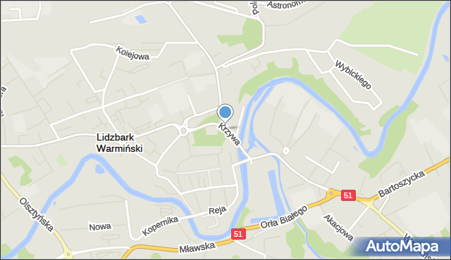 Lidzbark Warmiński, Krzywa, mapa Lidzbark Warmiński