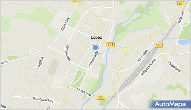 Łobez, Krótka, mapa Łobez