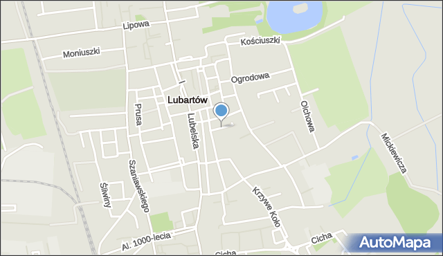 Lubartów, Kręta, mapa Lubartów