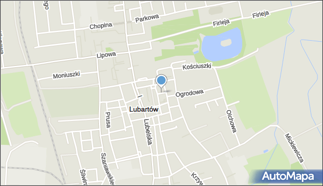 Lubartów, Krótka, mapa Lubartów