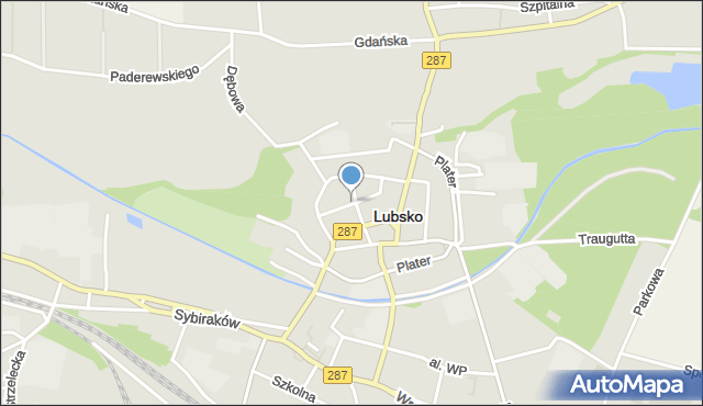 Lubsko, Krasińskiego, mapa Lubsko