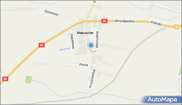 Małuszów gmina Kobierzyce, Krzyżowicka, mapa Małuszów gmina Kobierzyce