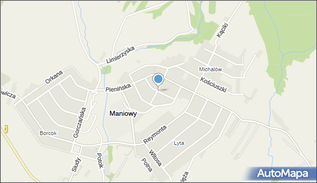 Maniowy, Kraszewskiego Józefa Ignacego, mapa Maniowy