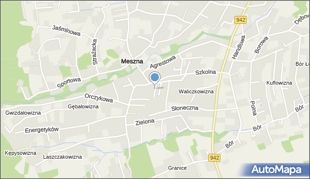 Meszna gmina Wilkowice, Krótka, mapa Meszna gmina Wilkowice