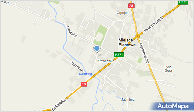 Miejsce Piastowe, Krawcówka, mapa Miejsce Piastowe