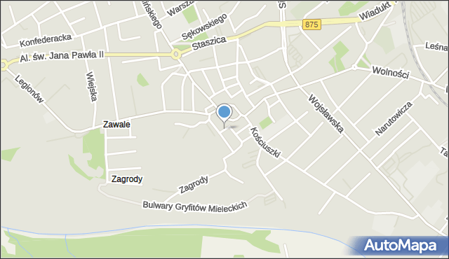 Mielec, Krakowska, mapa Mielca