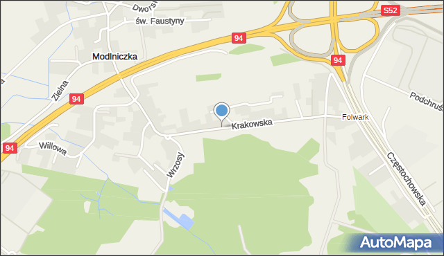 Modlniczka, Krakowska, mapa Modlniczka