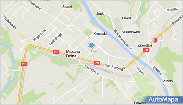 Mszana Dolna, Krasińskiego Zygmunta, mapa Mszana Dolna