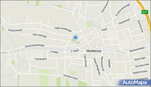 Myślenice, Królowej Jadwigi, mapa Myślenice