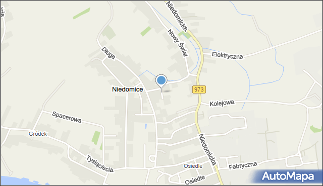 Niedomice, Krótka, mapa Niedomice