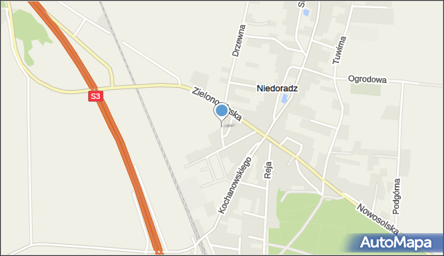 Niedoradz, Krasickiego, mapa Niedoradz