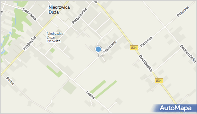 Niedrzwica Duża, Krańcowa, mapa Niedrzwica Duża