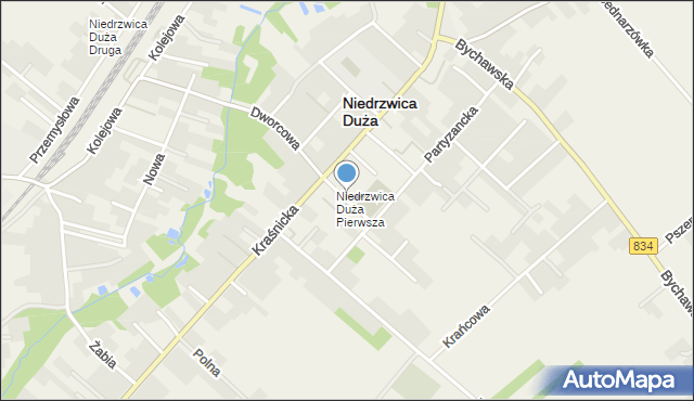 Niedrzwica Duża, Krótka, mapa Niedrzwica Duża