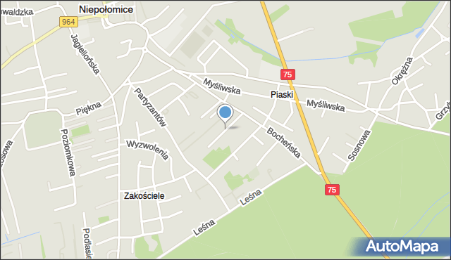 Niepołomice, Krótka, mapa Niepołomice