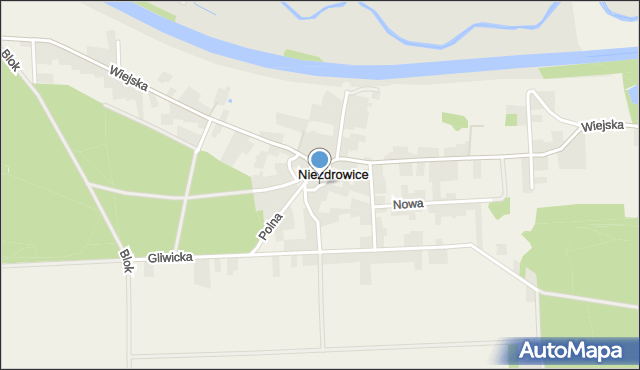 Niezdrowice, Krótka, mapa Niezdrowice