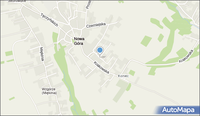 Nowa Góra gmina Krzeszowice, Króla Władysława Jagiełły, mapa Nowa Góra gmina Krzeszowice