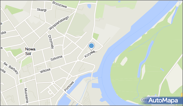 Nowa Sól, Krzywa, mapa Nowa Sól