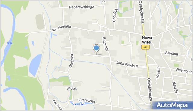 Nowa Wieś gmina Kęty, Króla Władysława Jagiełły, mapa Nowa Wieś gmina Kęty
