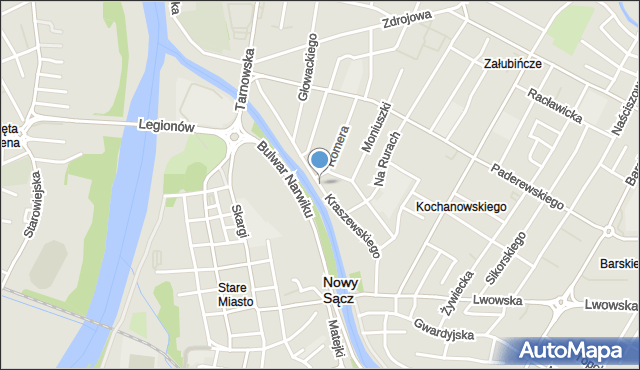 Nowy Sącz, Kraszewskiego Józefa Ignacego, mapa Nowego Sącza