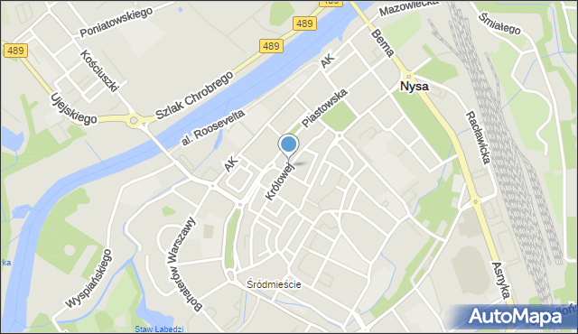 Nysa, Królowej Jadwigi, mapa Nysy