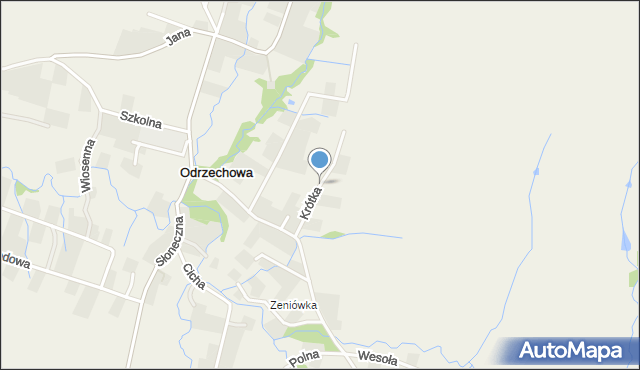 Odrzechowa, Krótka, mapa Odrzechowa