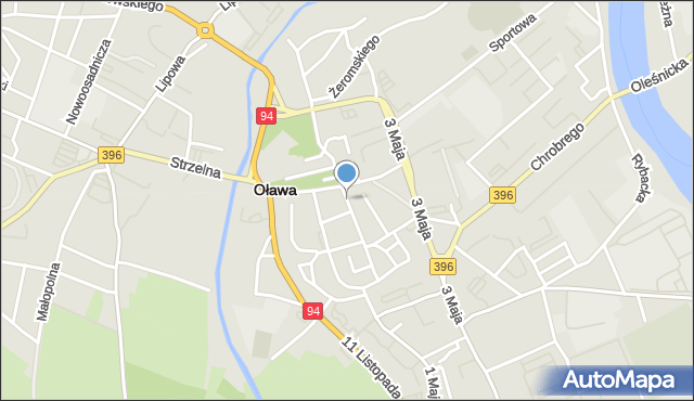 Oława, Krótka, mapa Oława