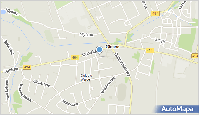 Olesno, Krótka, mapa Olesno