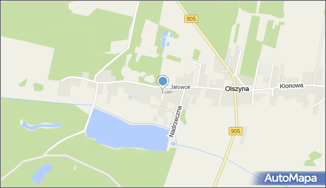 Olszyna gmina Herby, Krótka, mapa Olszyna gmina Herby