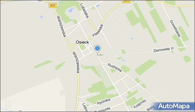 Osieck, Krakowska, mapa Osieck