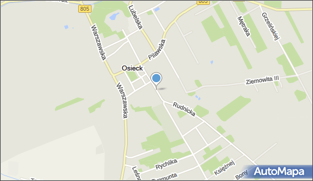 Osieck, Krakowska, mapa Osieck