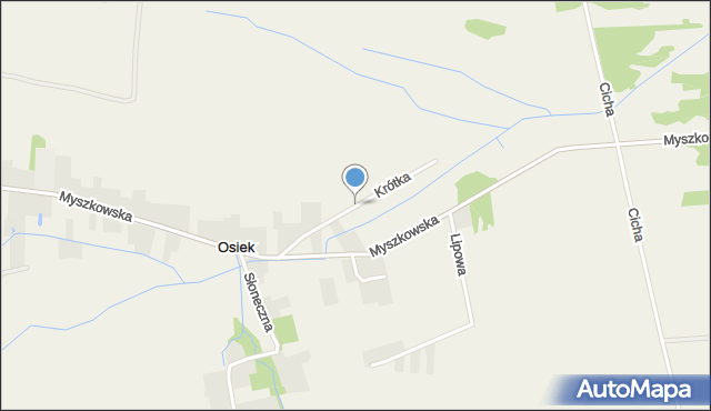 Osiek gmina Koziegłowy, Krótka, mapa Osiek gmina Koziegłowy