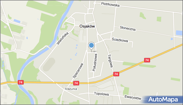 Osjaków, Krótka, mapa Osjaków