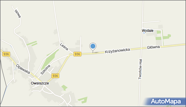 Owsiszcze, Krzyżanowicka, mapa Owsiszcze